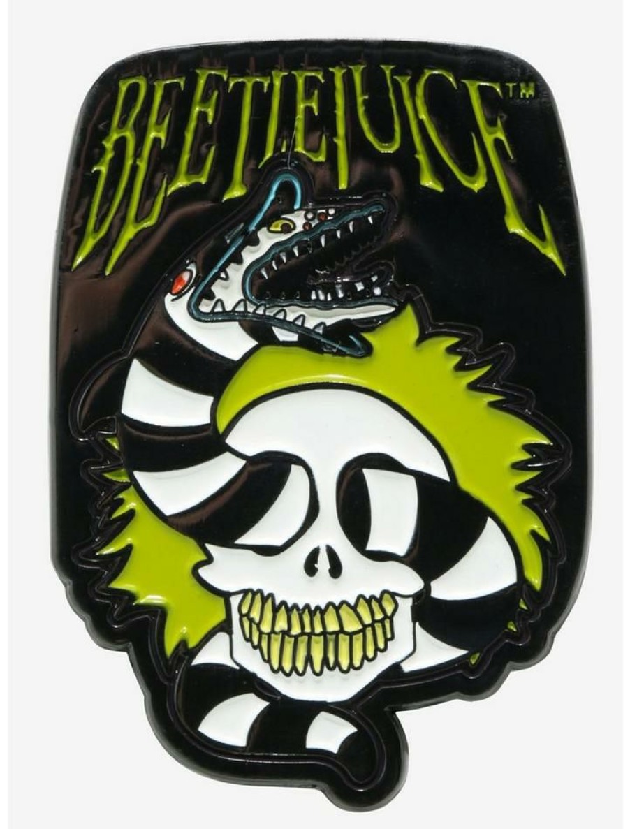 Accessories * | Flash Sale Beetlejuice Snake Skull Enamel Pin