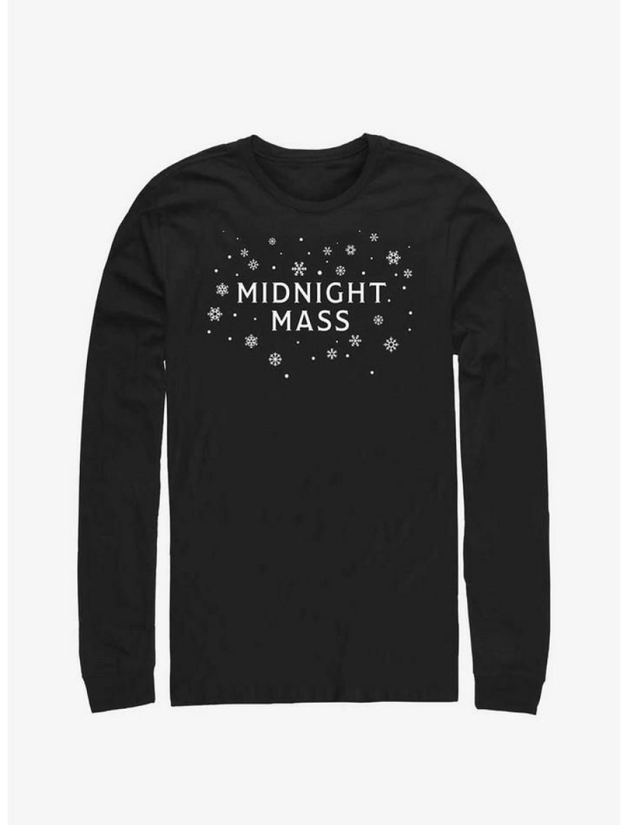 Guys * | Buy Midnight Mass Snowflake Logos Long-Sleeve T-Shirt Black