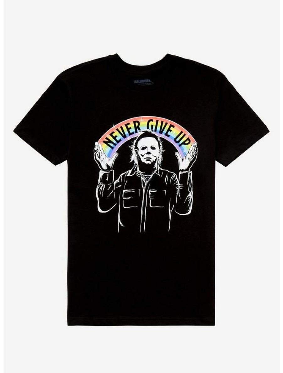 Guys * | Best Reviews Of Halloween Michael Myers Never Give Up T-Shirt Black