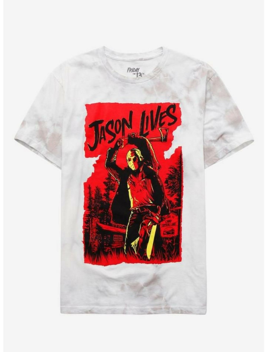 Guys * | Outlet Friday The 13Th Jason Lives Wash T-Shirt Wash - White