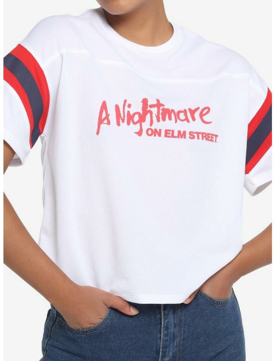 Tees * | Buy A Nightmare On Elm Street Varsity Girls Crop Jersey Top Multi