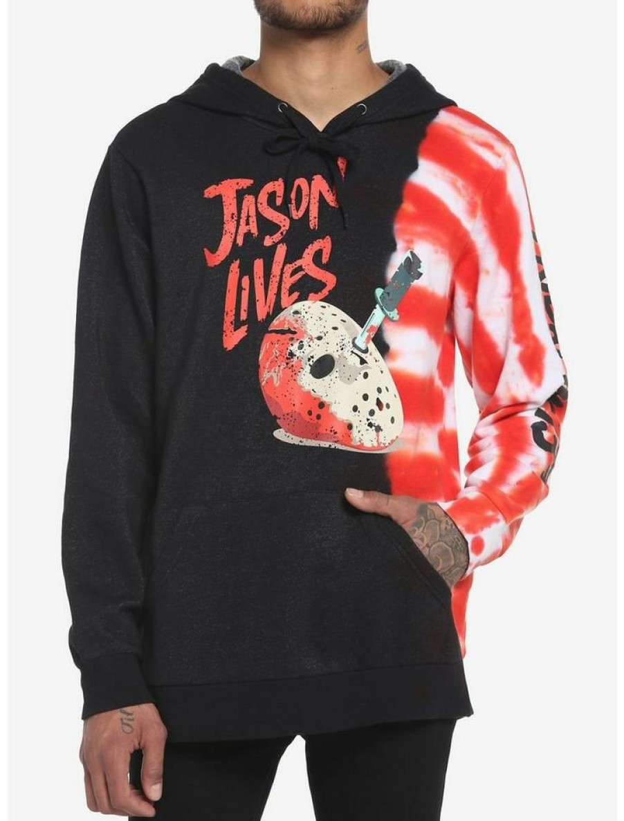 Guys * | Hot Sale Friday The 13Th Jason Lives Split Tie-Dye Hoodie Multi