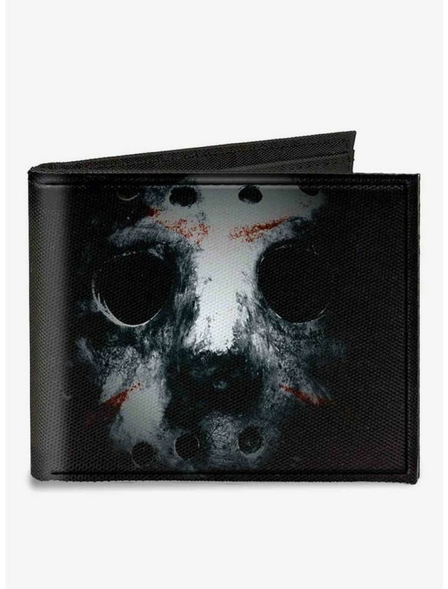 Backpacks & Bags * | Best Deal Friday The 13Th Jason Mask3 Close Up Canvas Bifold Wallet