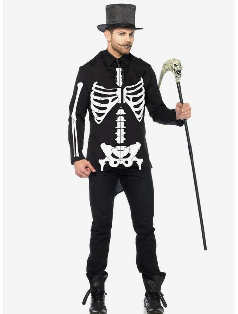 Guys * | Best Pirce Bone Daddy Skeleton Tuxedo Costume Black White