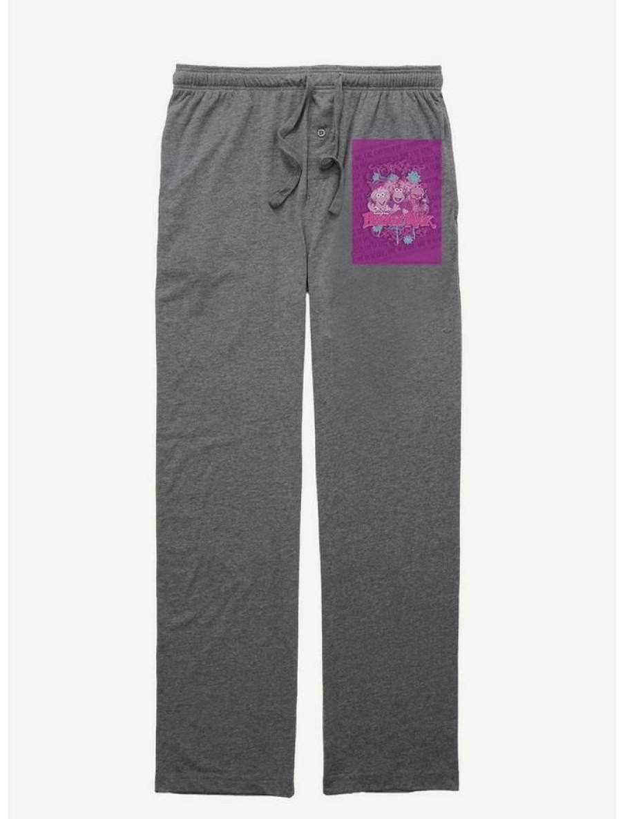 Guys * | Hot Sale Jim Henson'S Fraggle Rock Pink Background Pajama Pants Graphite Heather