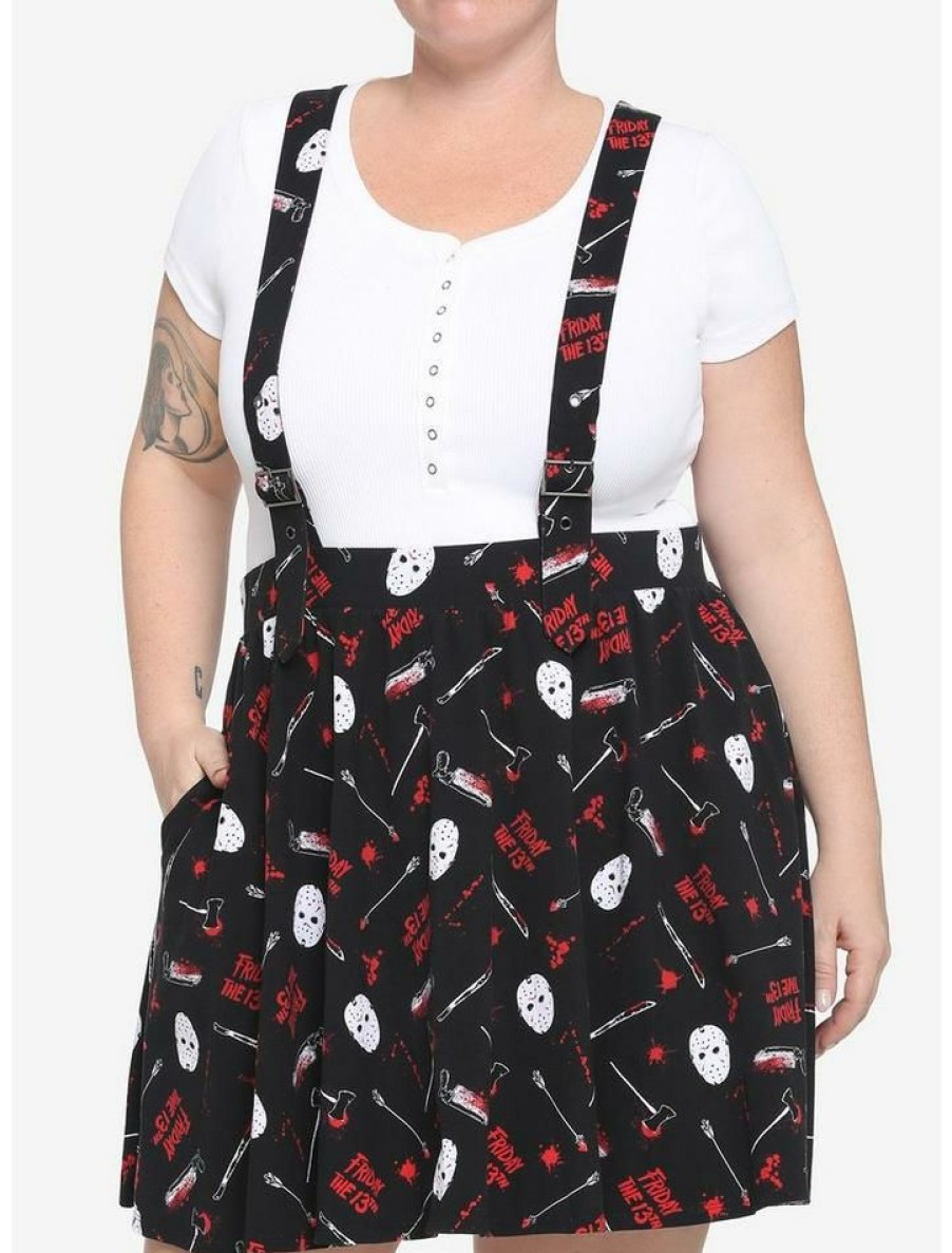 Plus * | Brand New Friday The 13Th Jason Suspender Skirt Plus Size Red