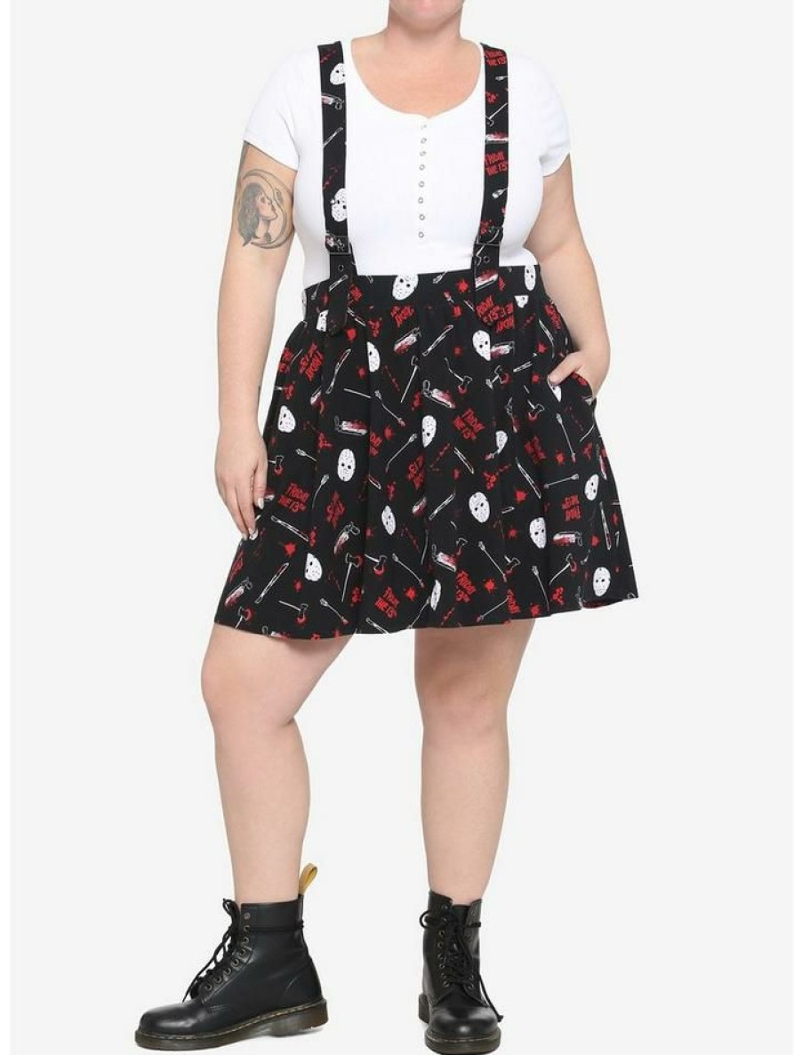 Plus * | Brand New Friday The 13Th Jason Suspender Skirt Plus Size Red