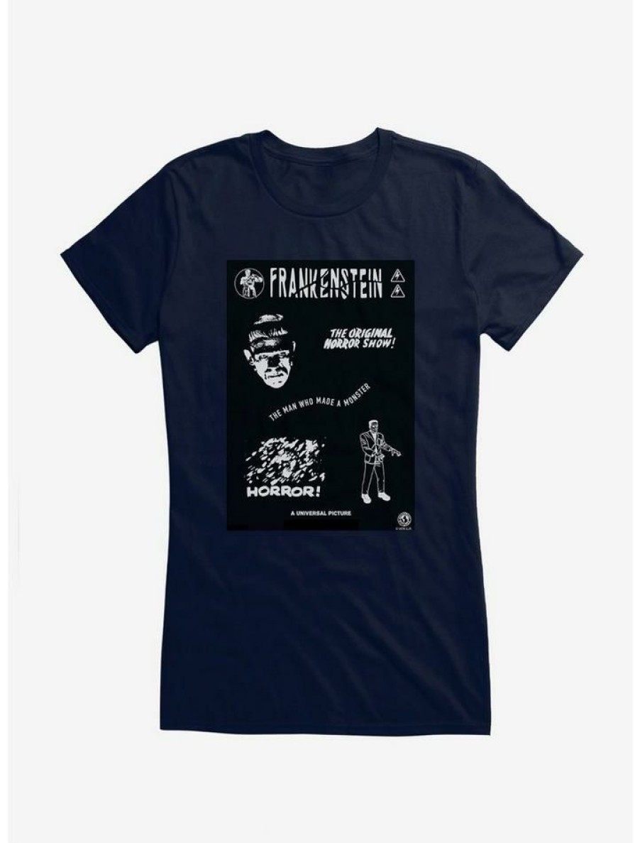 Tees * | Top 10 Universal Monsters Frankenstein Horror Poster Girls T-Shirt