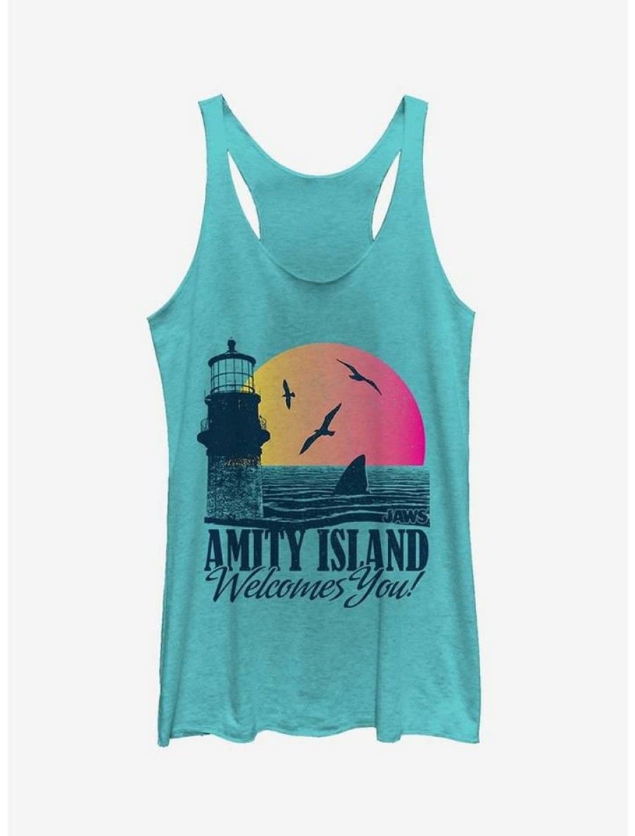 Girls * | Cheapest Amity Island Tourist Welcome Girls Tank Tahi Blue