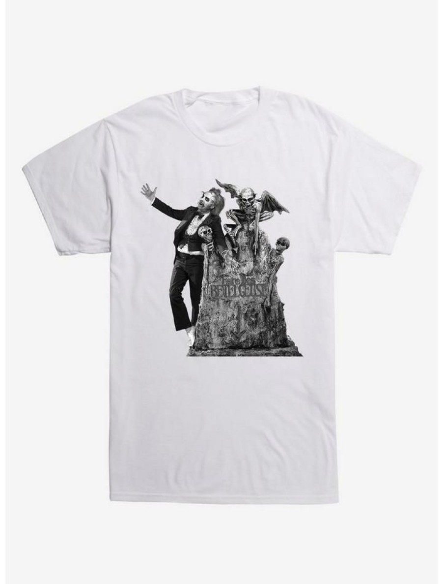 Guys * | Best Sale Beetlejuice Tombstone T-Shirt White