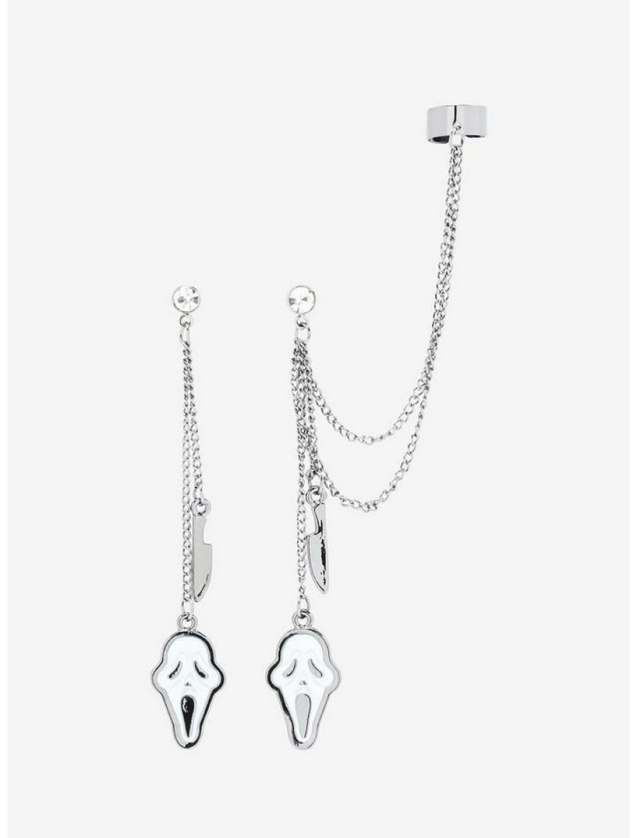 Accessories * | Outlet Scream Ghost Face Cuff Earrings