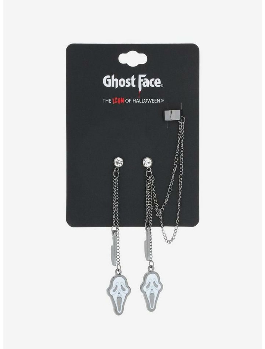 Accessories * | Outlet Scream Ghost Face Cuff Earrings