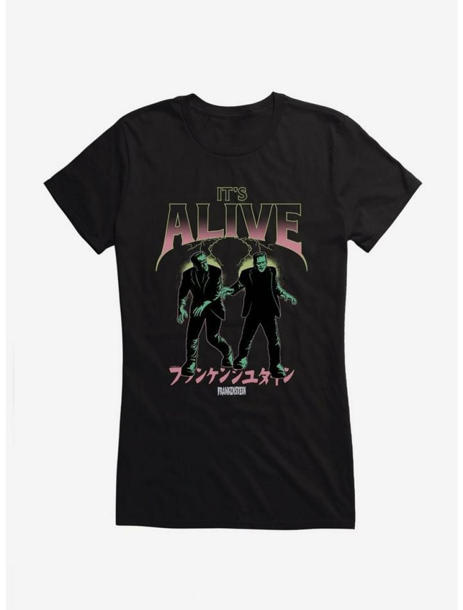 Tees * | Buy Universal Monsters Frankenstein It'S Alive Girls T-Shirt Black