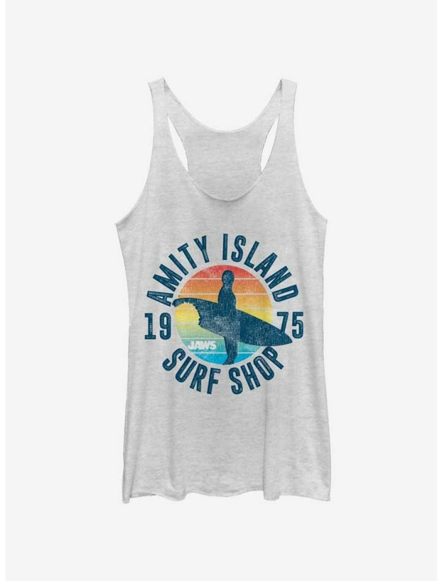 Girls * | Best Reviews Of Jaws Amity Surf Shop Girls Tank White Htr