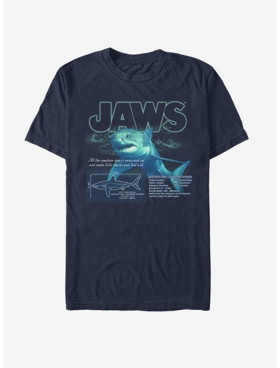 Guys * | Cheapest Jaws Shark Blueprint T-Shirt Navy