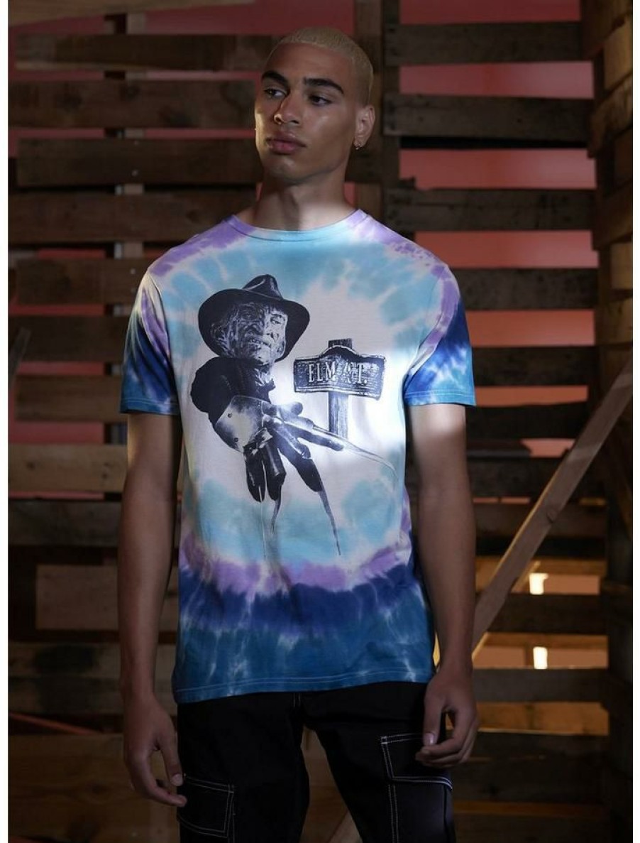 Guys * | Deals A Nightmare On Elm Street Freddy Tie-Dye T-Shirt Black