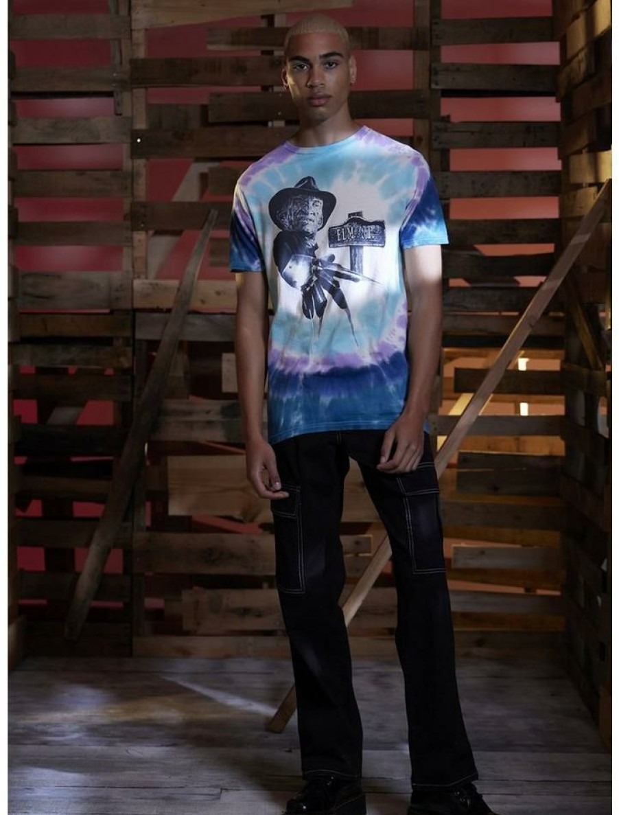 Guys * | Deals A Nightmare On Elm Street Freddy Tie-Dye T-Shirt Black