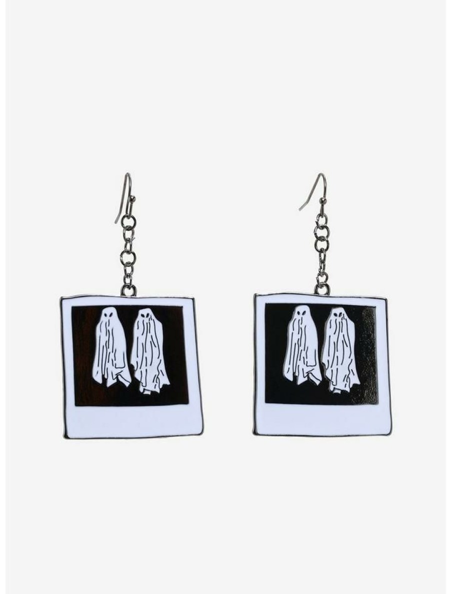 Accessories * | Budget Beetlejuice Ghost Photo Drop Earrings