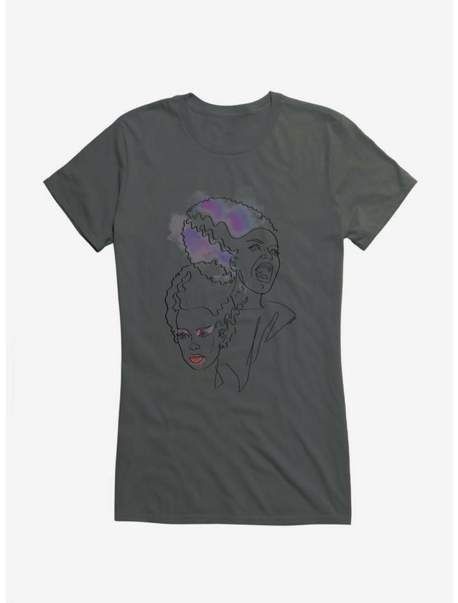 Tees * | Discount Universal Monsters Bride Of Frankenstein Watercolor Split Girls T-Shirt