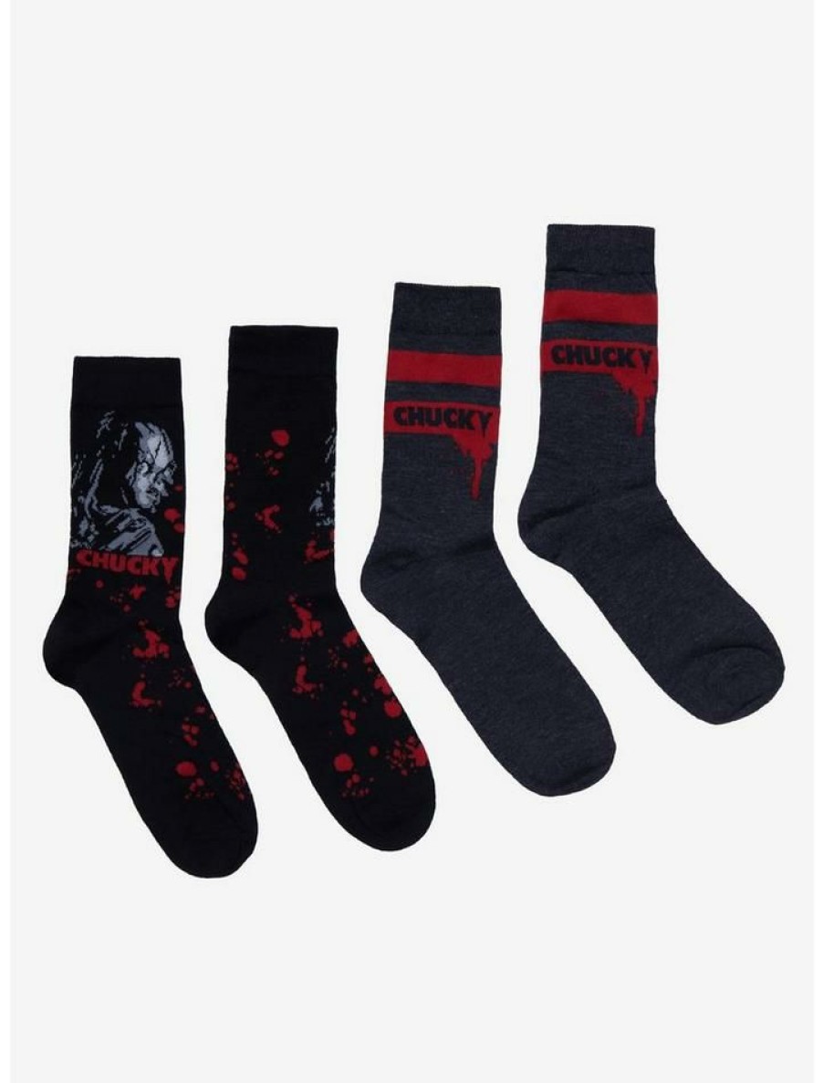 Girls * | New Child'S Play Chucky Blood Crew Socks 2 Pair