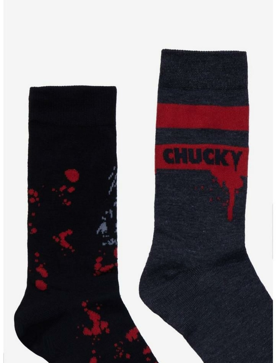 Girls * | New Child'S Play Chucky Blood Crew Socks 2 Pair