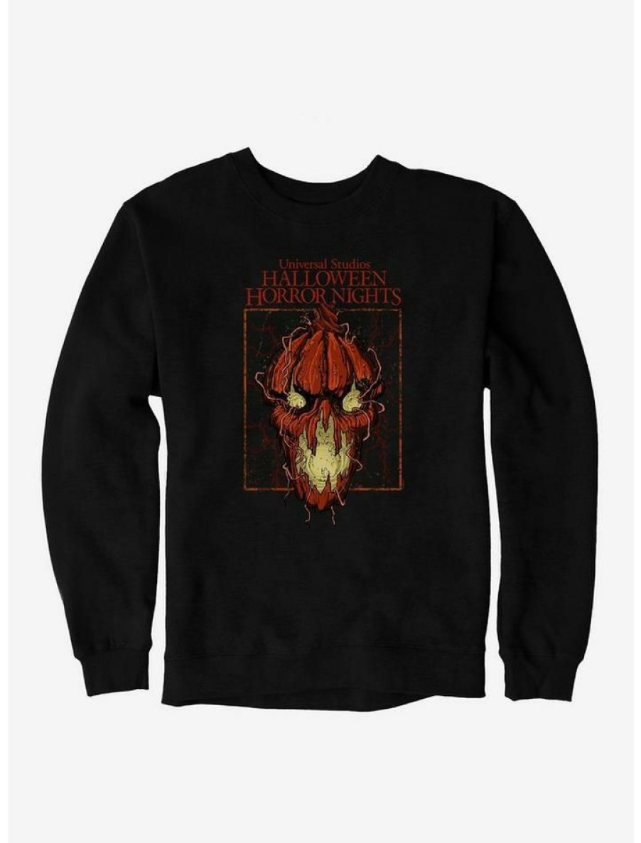 Guys * | Best Deal Halloween Horror Nights Pumpkin Face Sweatshirt Black