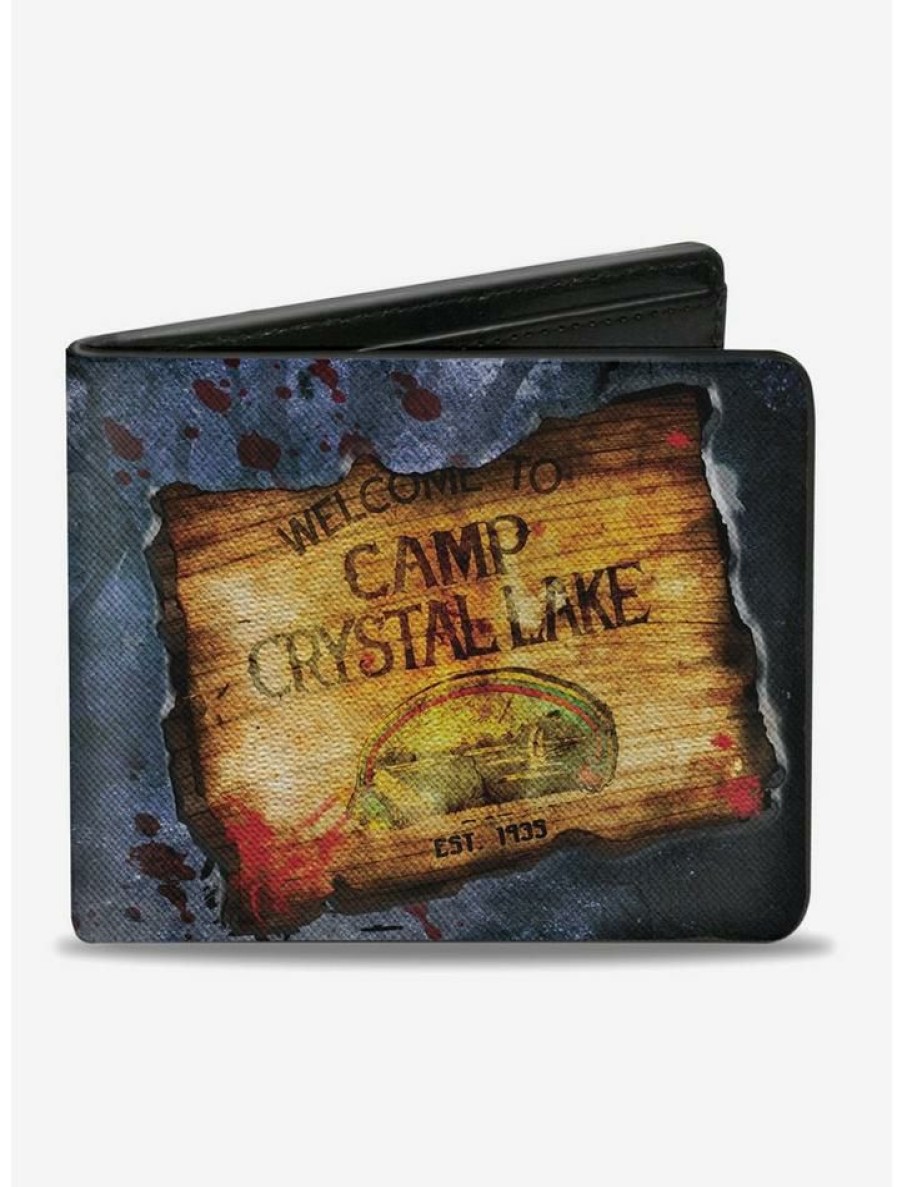 Backpacks & Bags * | Cheapest Friday The 13Th Welcome To Camp Crystal Lake Sign Bifold Wallet