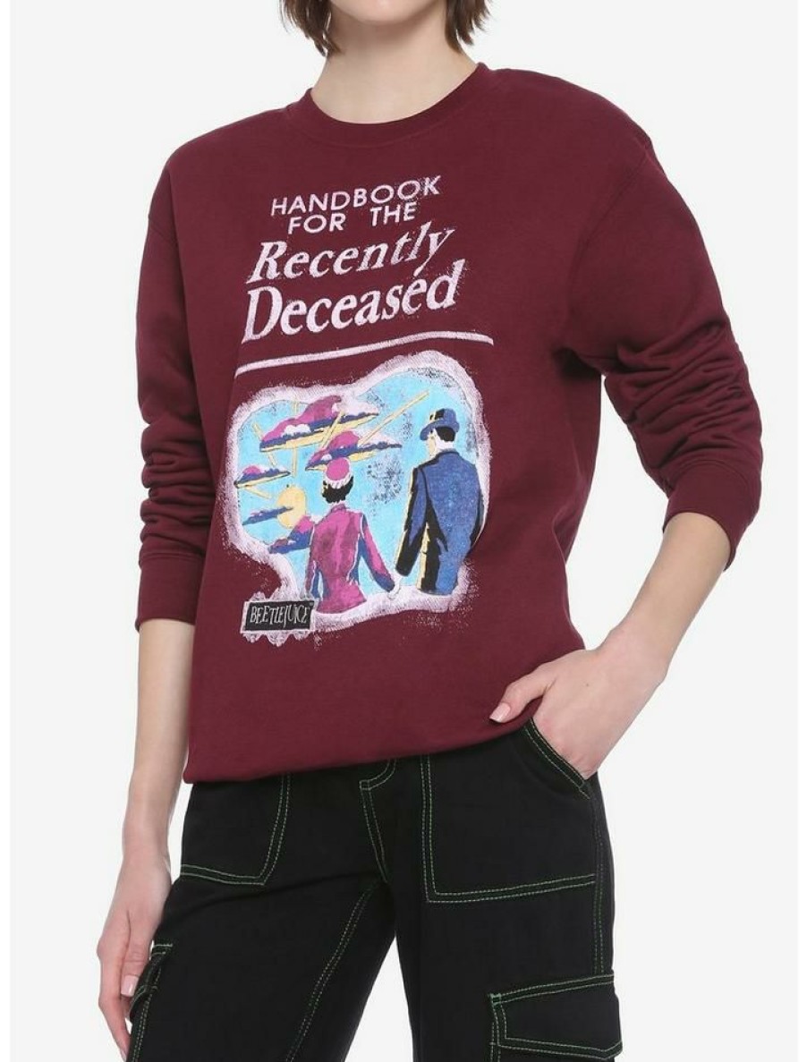 Girls * | Flash Sale Beetlejuice Handbook For The Recently Deceased Maroon Girls Sweatshirt Multi