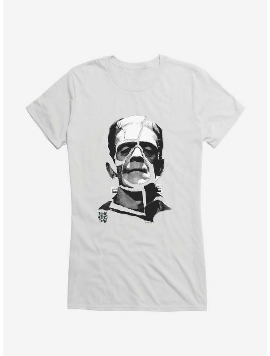 Tees * | Wholesale Universal Monsters Frankenstein Face Tear Girls T-Shirt White