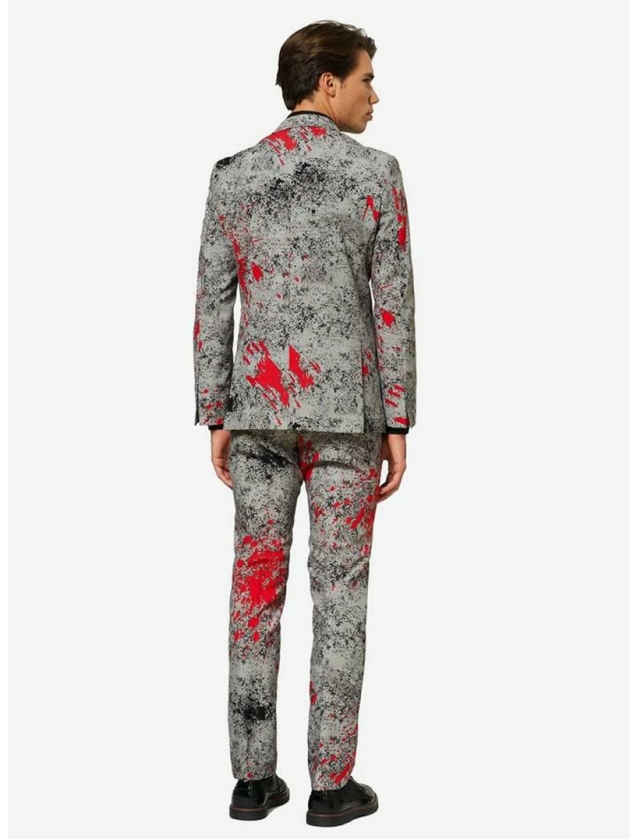 Guys * | Brand New Opposuits Men'S Zombiac Suit Grey Red