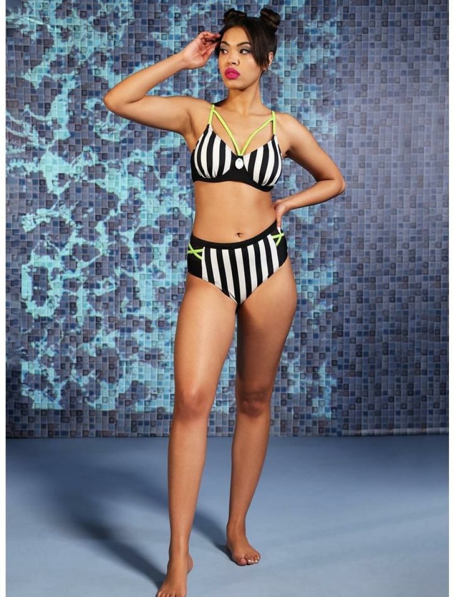 Girls * | Outlet Beetlejuice Stripe High-Waisted Swim Bottoms Multi