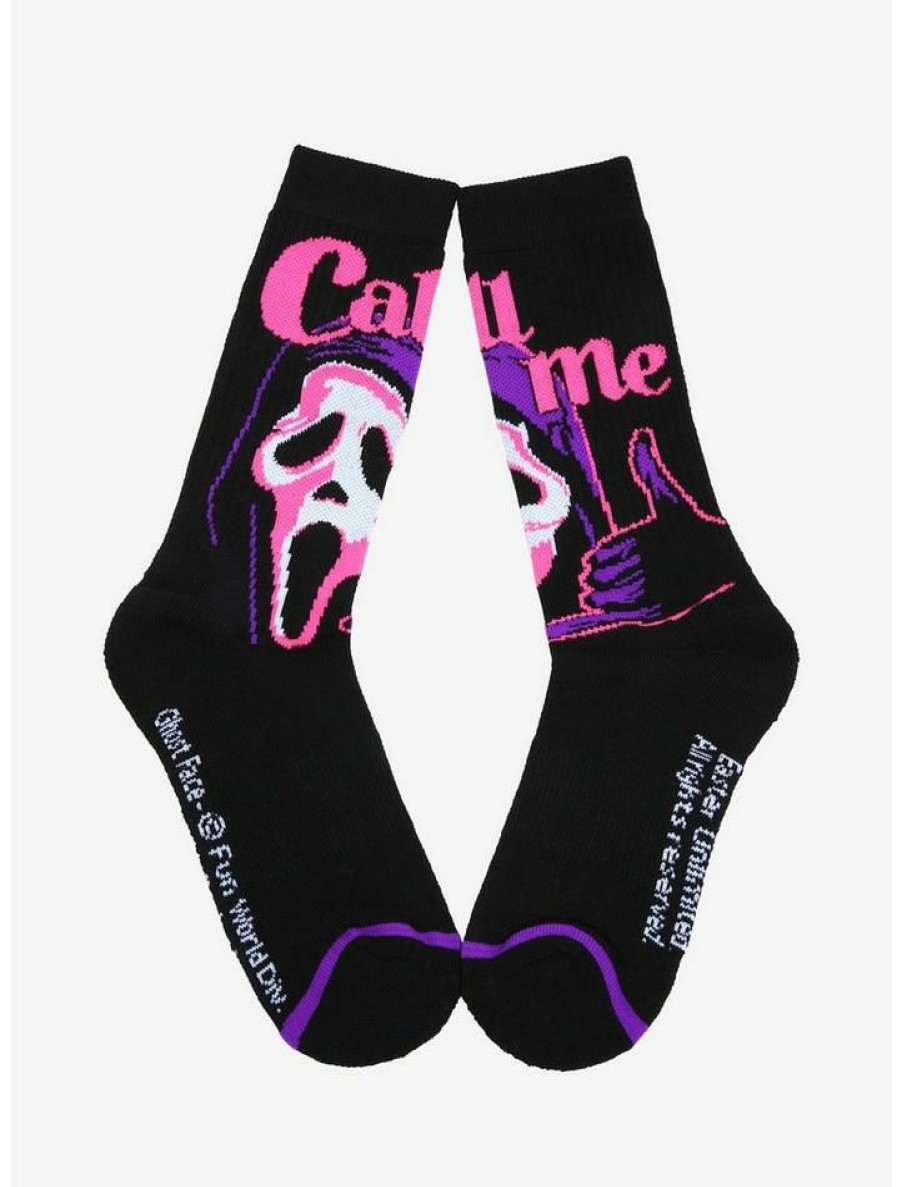 Girls * | Top 10 Scream Ghost Face Call Me Neon Crew Socks