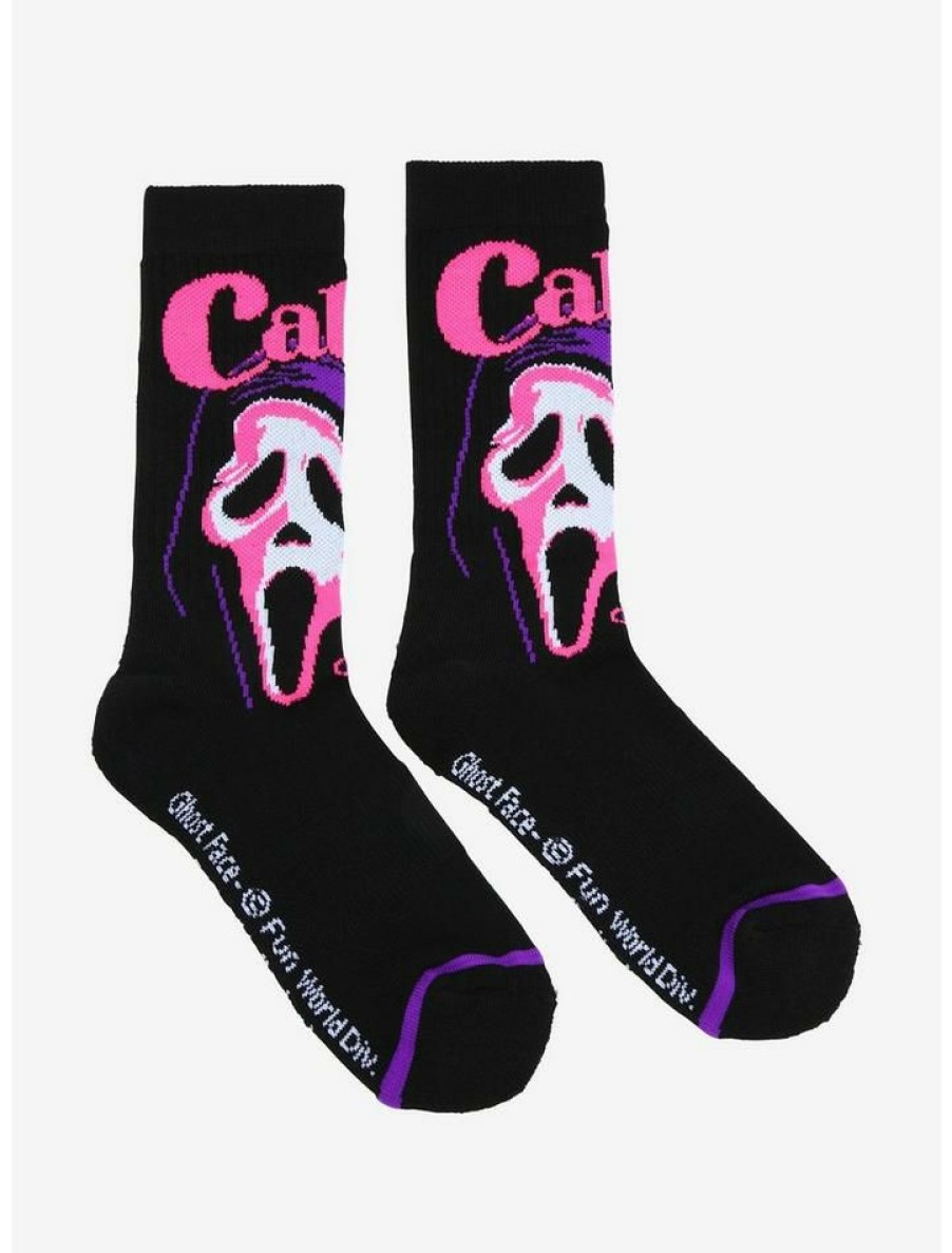 Girls * | Top 10 Scream Ghost Face Call Me Neon Crew Socks