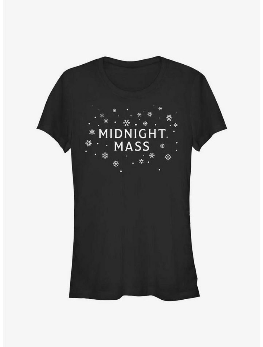 Tees * | Budget Midnight Mass Snowflake Logos Girls T-Shirt Black