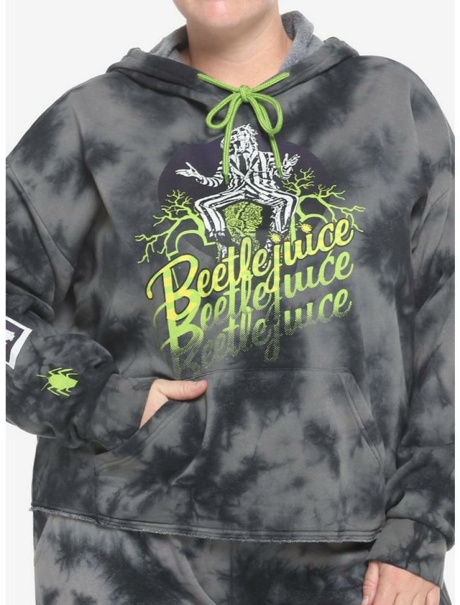 Plus * | Flash Sale Beetlejuice Icons Wash Girls Crop Hoodie Plus Size Multi