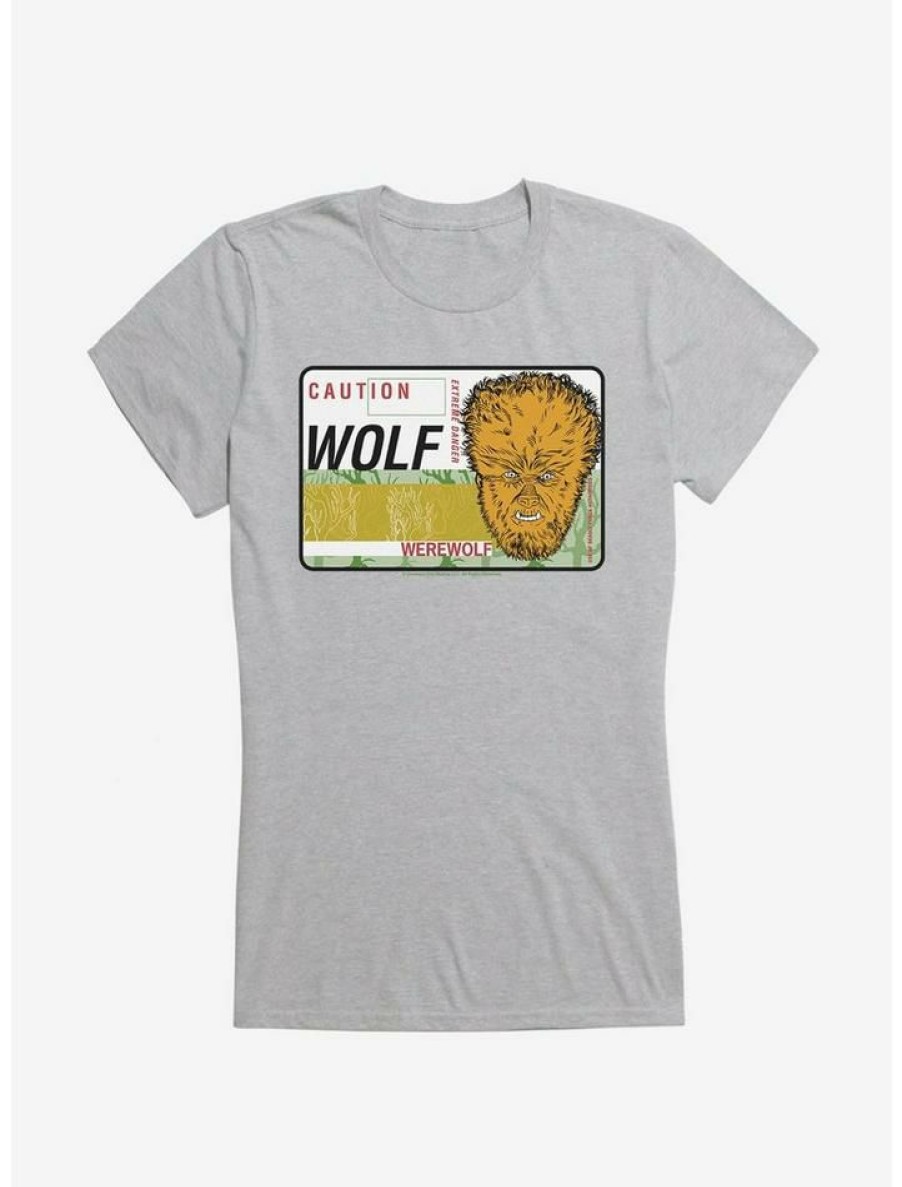 Tees * | Best Pirce Universal Monsters The Wolf Man Caution Girls T-Shirt