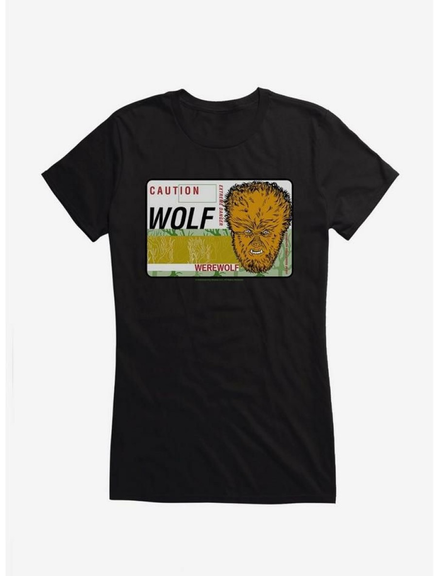 Tees * | Best Pirce Universal Monsters The Wolf Man Caution Girls T-Shirt