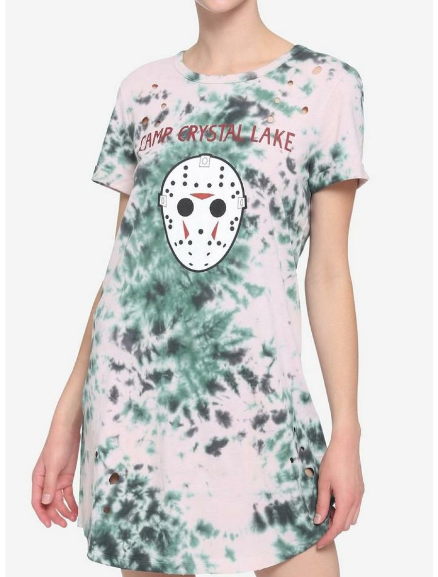 Girls * | Wholesale Friday The 13Th Camp Crystal Lake Distressed Tie-Dye T-Shirt Dress Multi