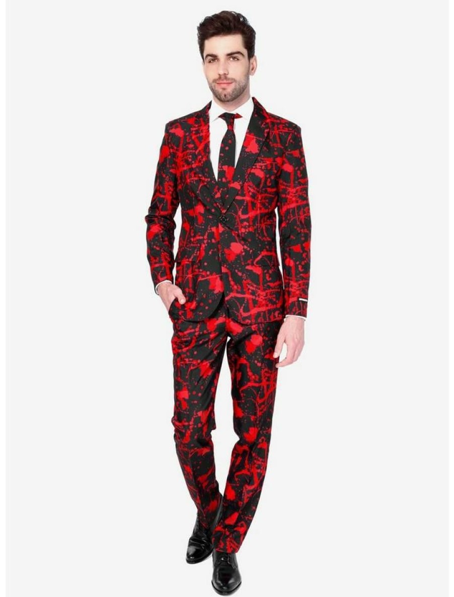 Guys * | Discount Suitmeister Men'S Black 'Blood' Suit Multi