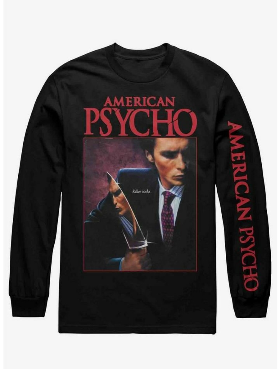 Guys * | Flash Sale American Psycho Patrick Bateman Long-Sleeve T-Shirt Black