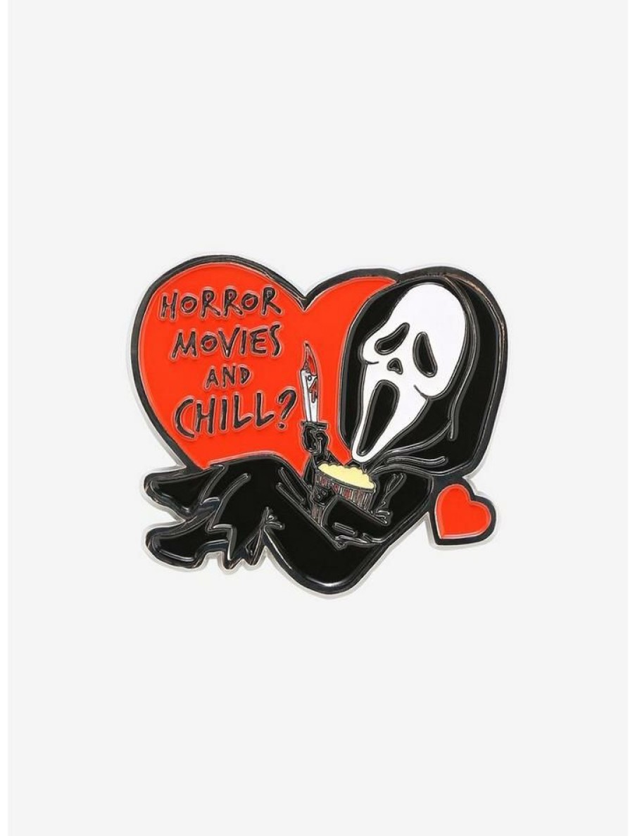 Accessories * | Best Pirce Scream Ghost Face Horror Movies & Chill Enamel Pin