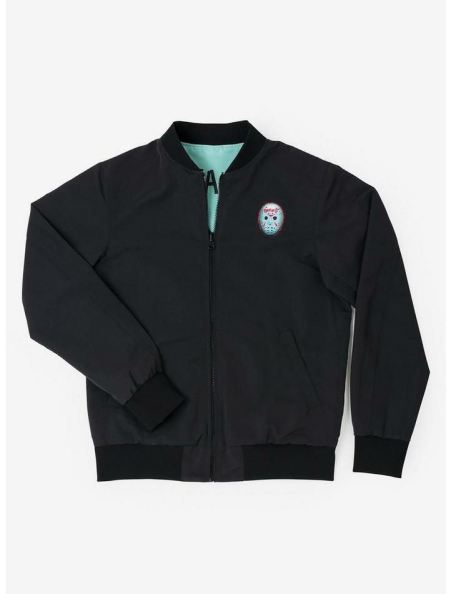 Guys * | Best Deal Rsvlts Friday The 13Th "Friday At Crystal Lake" Bomber Jacket Black