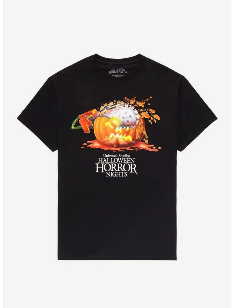 Tees * | Best Reviews Of Universal Studios Halloween Horror Nights Chainsaw Jack-O'-Lantern T-Shirt Black