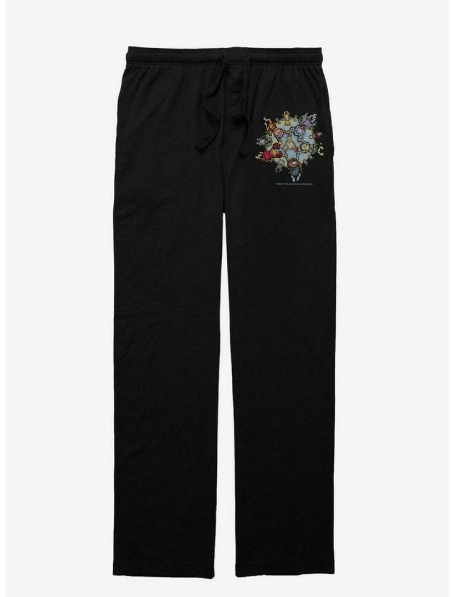 Guys * | Coupon Jim Henson'S Fraggle Rock Holding Hands Pajama Pants Black