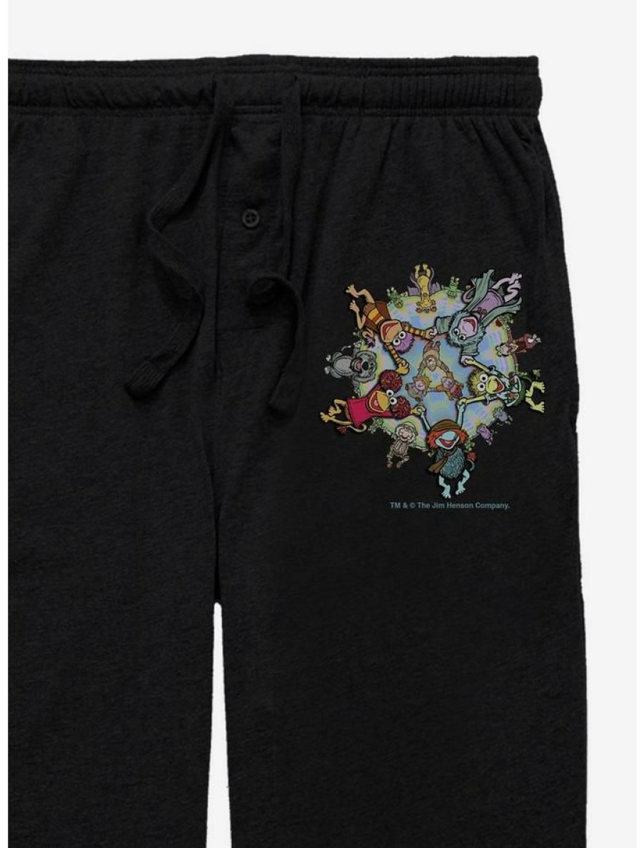 Guys * | Coupon Jim Henson'S Fraggle Rock Holding Hands Pajama Pants Black