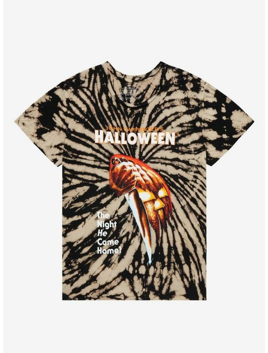 Tees * | Top 10 Halloween Pumpkin Knife Tie-Dye Boyfriend Fit Girls T-Shirt Plus Size Multi