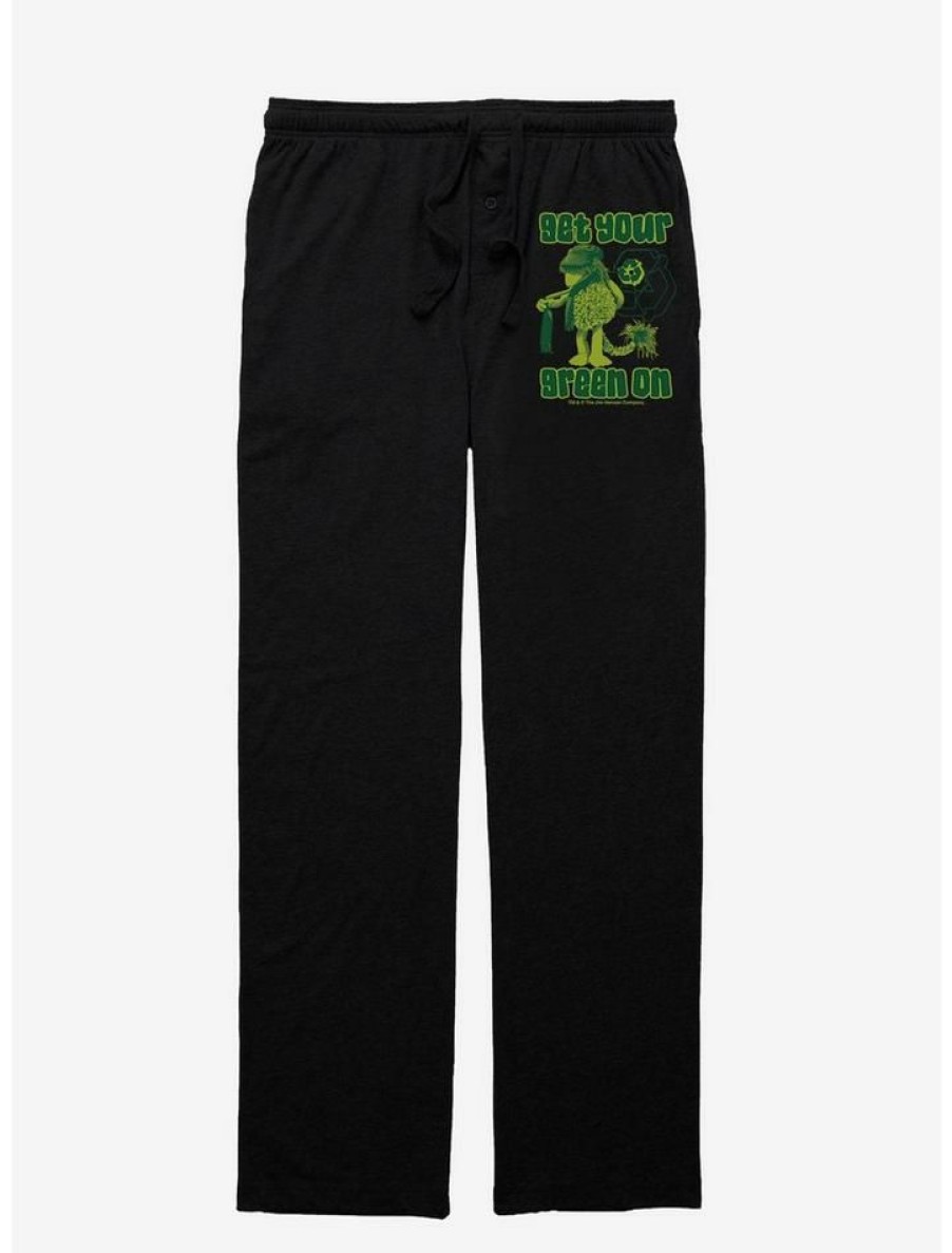 Guys * | Best Pirce Jim Henson'S Fraggle Rock Green On Pajama Pants Black