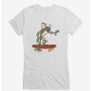 Tees * | Discount Gremlins Stripe Riding Skateboard Girls T-Shirt