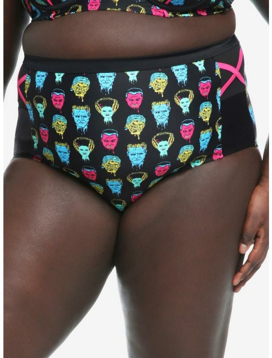 Plus * | Brand New Universal Monsters Heads High-Waisted Swim Bottoms Plus Size Multi